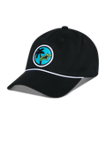 Cappello Alpinestars Calipalm Strapback, nero, corona bassa non strutturata con visiera curva, dettaglio cordino bianco, toppa circolare frontale con palma e logo Astars verde lime, abbigliamento sportivo casual