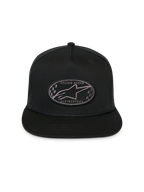 Alpinestars Cappello Trucker Contender, nero, cappellino snapback strutturato con visiera piatta, patch ricamata ovale con logo Astars a scacchi sul davanti, retro in rete, abbigliamento sportivo casual