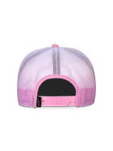 Alpinestars Cali Gradient Trucker Hat, Pink and White, back view, featuring a pink snapback closure and gradient poly mesh fabric, casual motorsport-inspired headwear