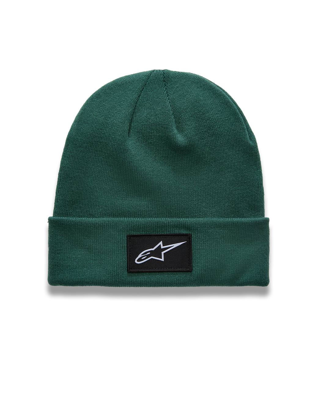 Alpinestars Augment Cuff cuffia, berretto sportswear verde in maglia jersey con patch nera con logo Astars sul risvolto.