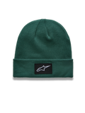 Alpinestars Augment Cuff cuffia, berretto sportswear verde in maglia jersey con patch nera con logo Astars sul risvolto.