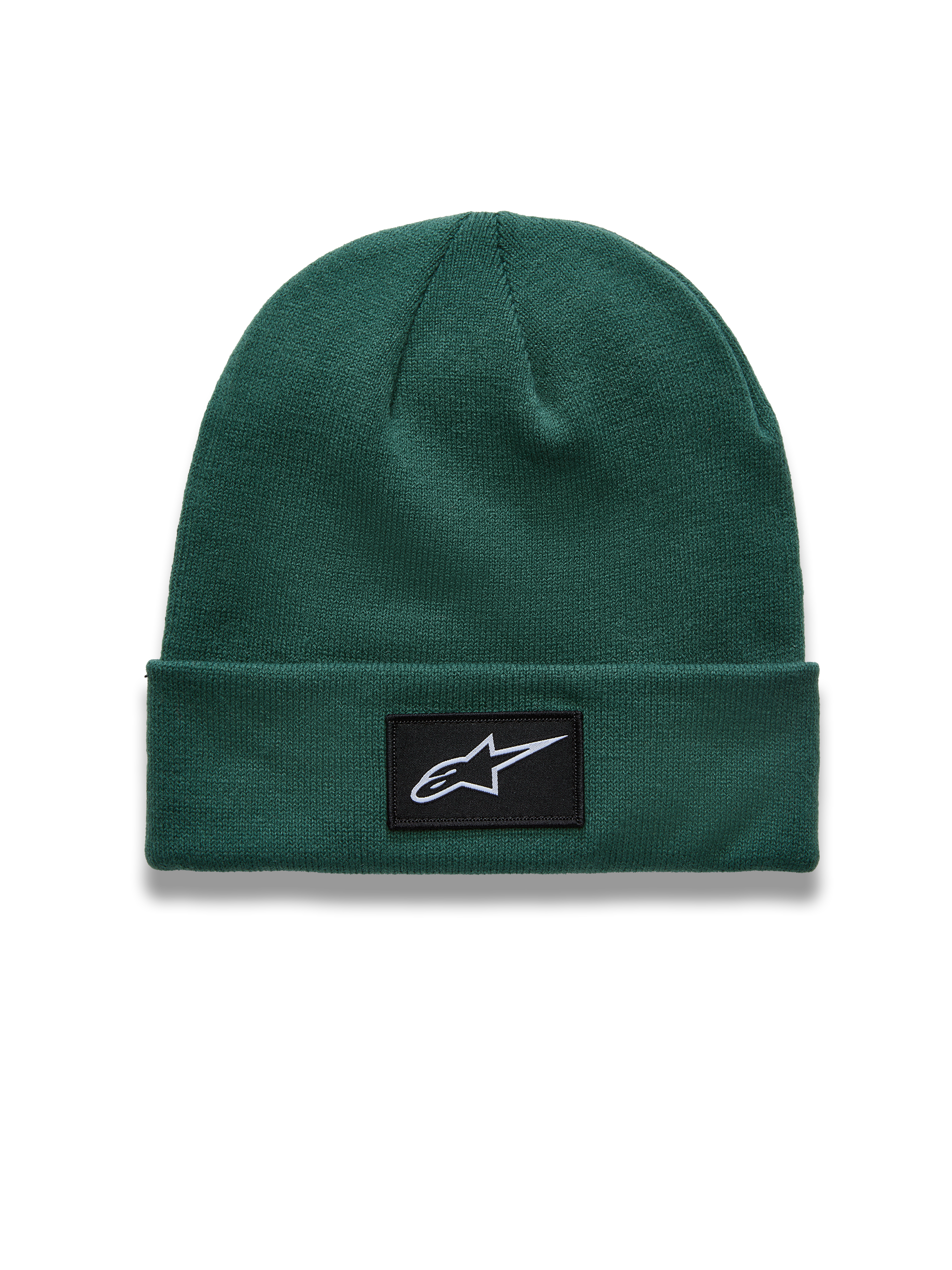 Alpinestars Augment Cuff cuffia, berretto sportswear verde in maglia jersey con patch nera con logo Astars sul risvolto.