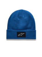 Alpinestars Augment Cuff Beanie, berretto sportswear blu con patch logo Astars tessuta e costruzione in maglia jersey, abbigliamento casual ispirato al motorsport