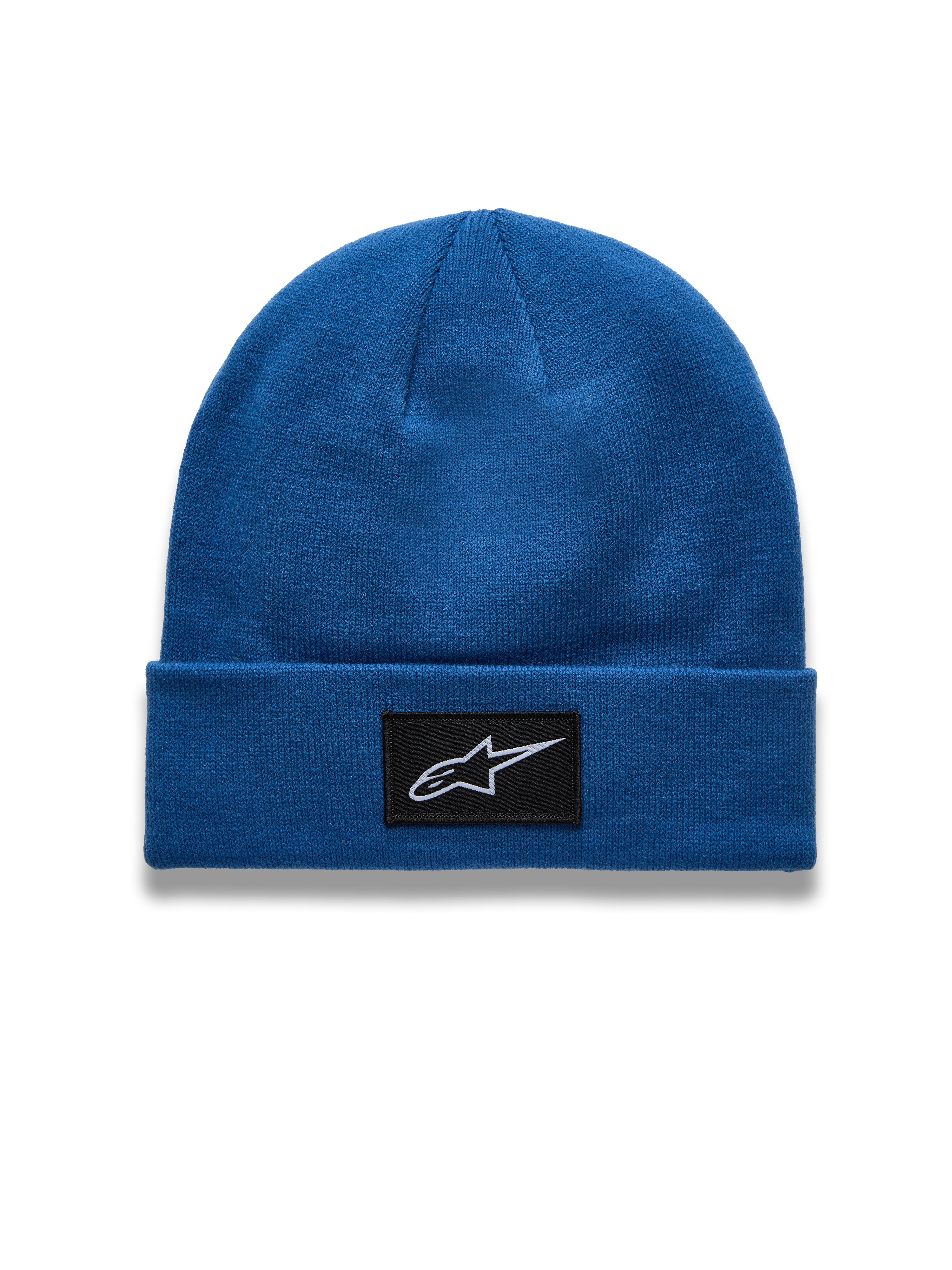 Alpinestars Augment Cuff Beanie, berretto sportswear blu con patch logo Astars tessuta e costruzione in maglia jersey, abbigliamento casual ispirato al motorsport