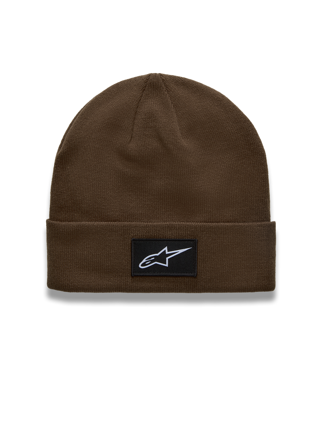 Alpinestars Augment Cuff Cuffia, berretto in maglia marrone con patch logo Astars tessuta, sportswear casual da motorsport