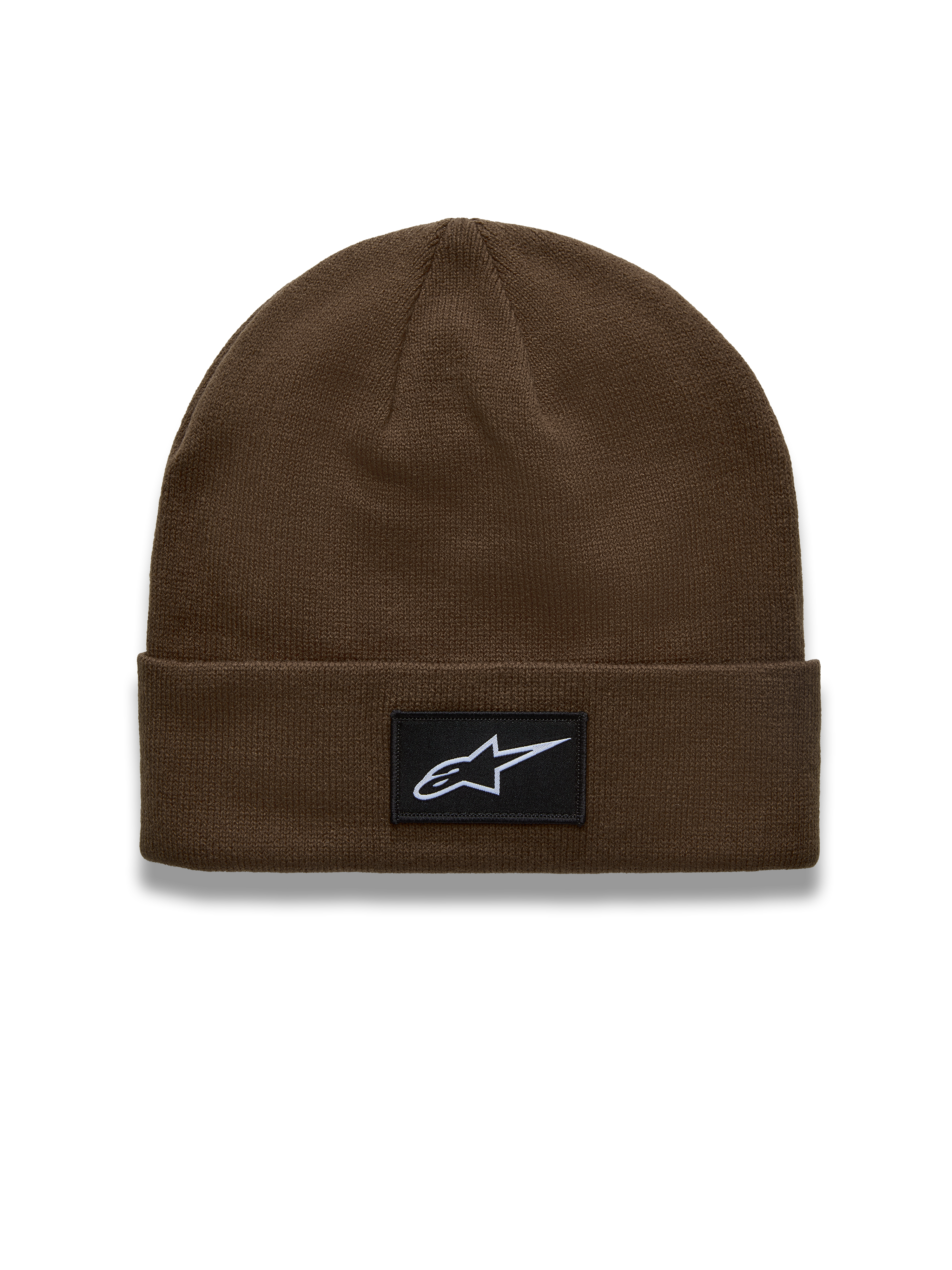 Alpinestars Augment Cuff Cuffia, berretto in maglia marrone con patch logo Astars tessuta, sportswear casual da motorsport