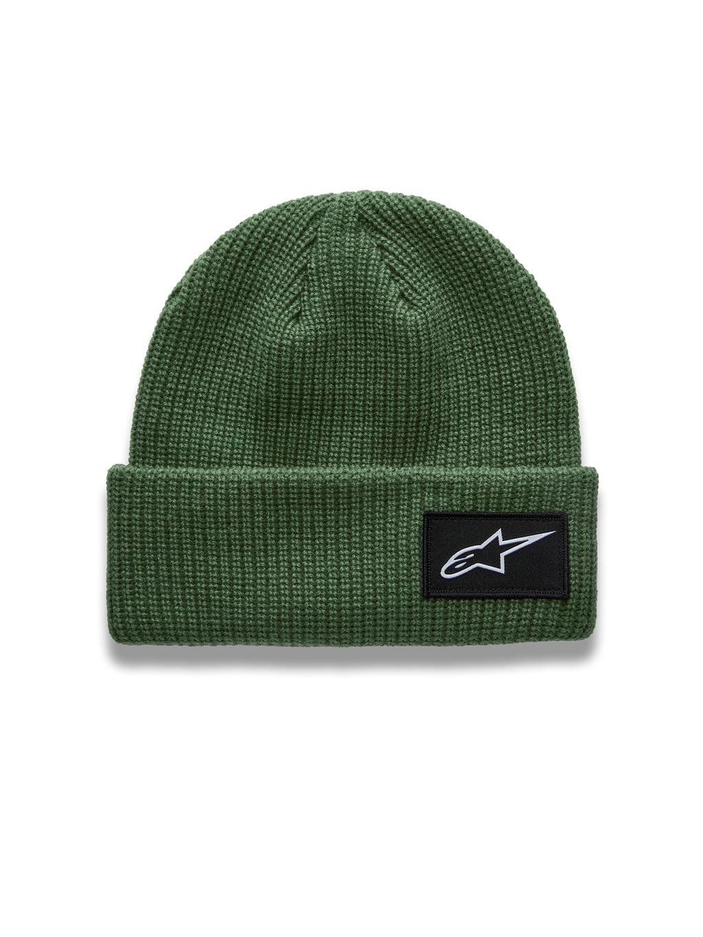 Alpinestars Unload Rib Cuff Berretto, berretto sportswear verde in maglia a coste con patch logo Astars frontale