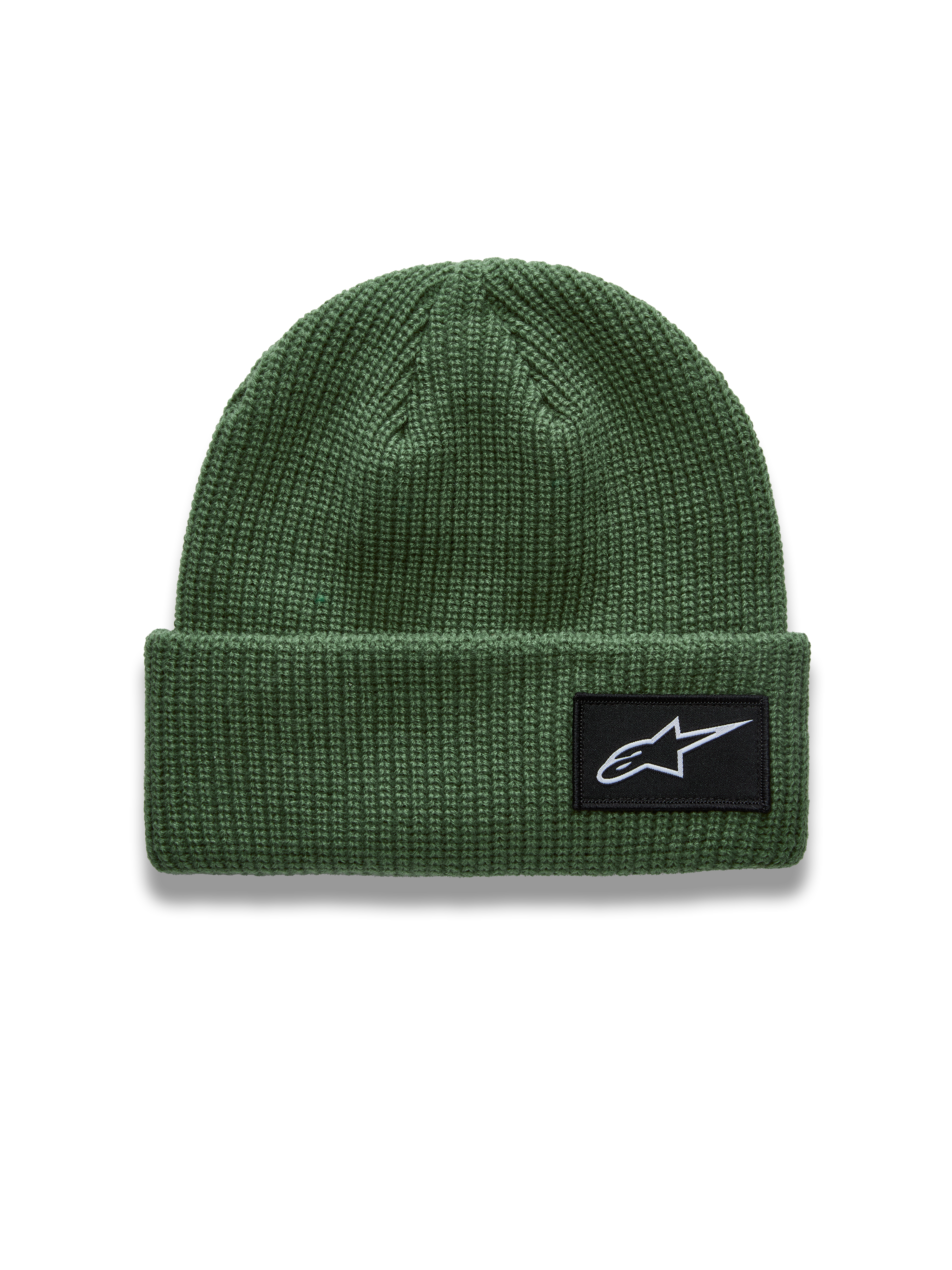Alpinestars Unload Rib Cuff Berretto, berretto sportswear verde in maglia a coste con patch logo Astars frontale