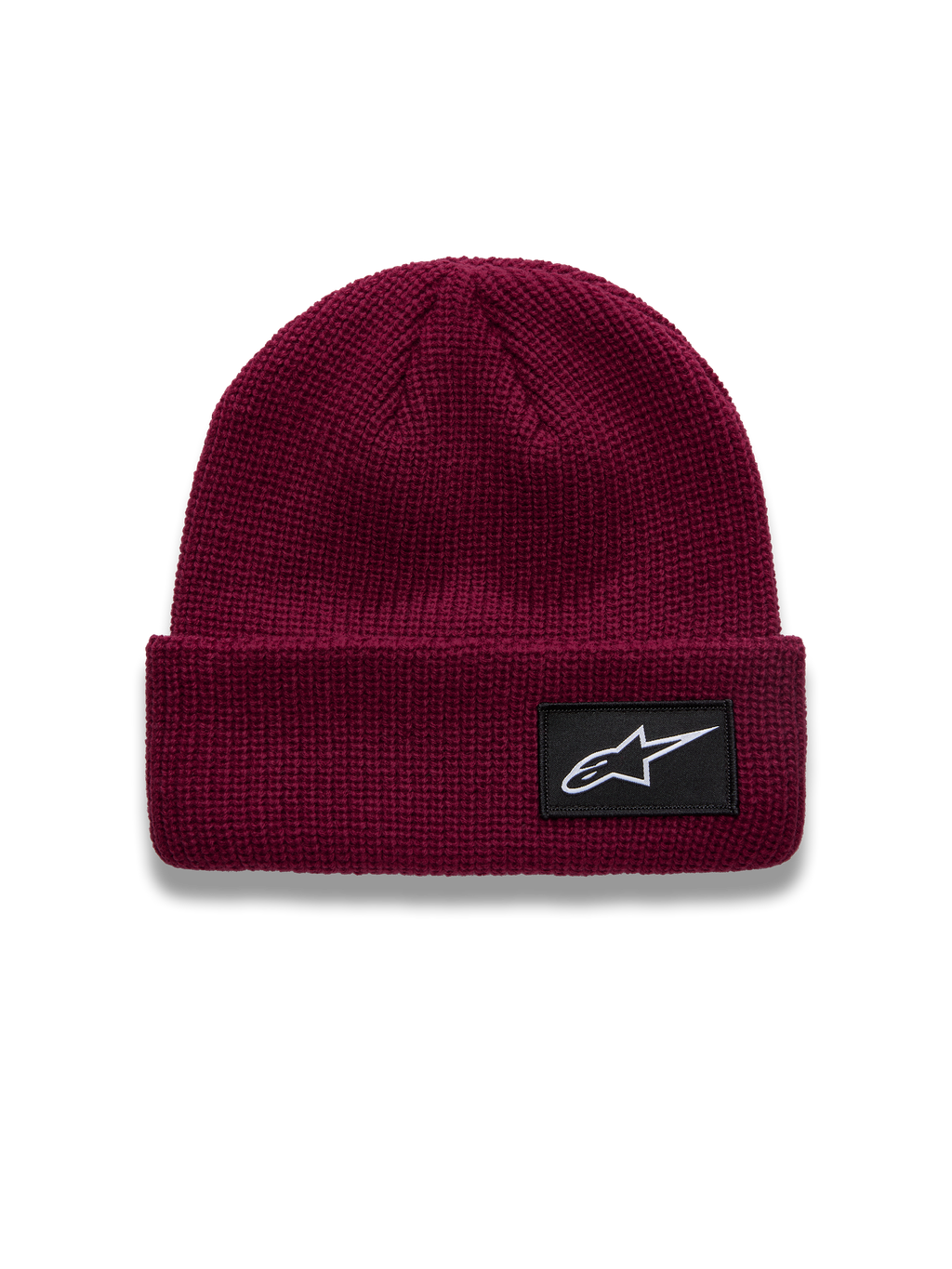 Alpinestars Unload Rib Cuff Berretto, berretto in maglia jersey bordeaux, patch logo Astars nera, stile casual motorsport