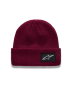 Alpinestars Unload Rib Cuff Berretto, berretto in maglia jersey bordeaux, patch logo Astars nera, stile casual motorsport
