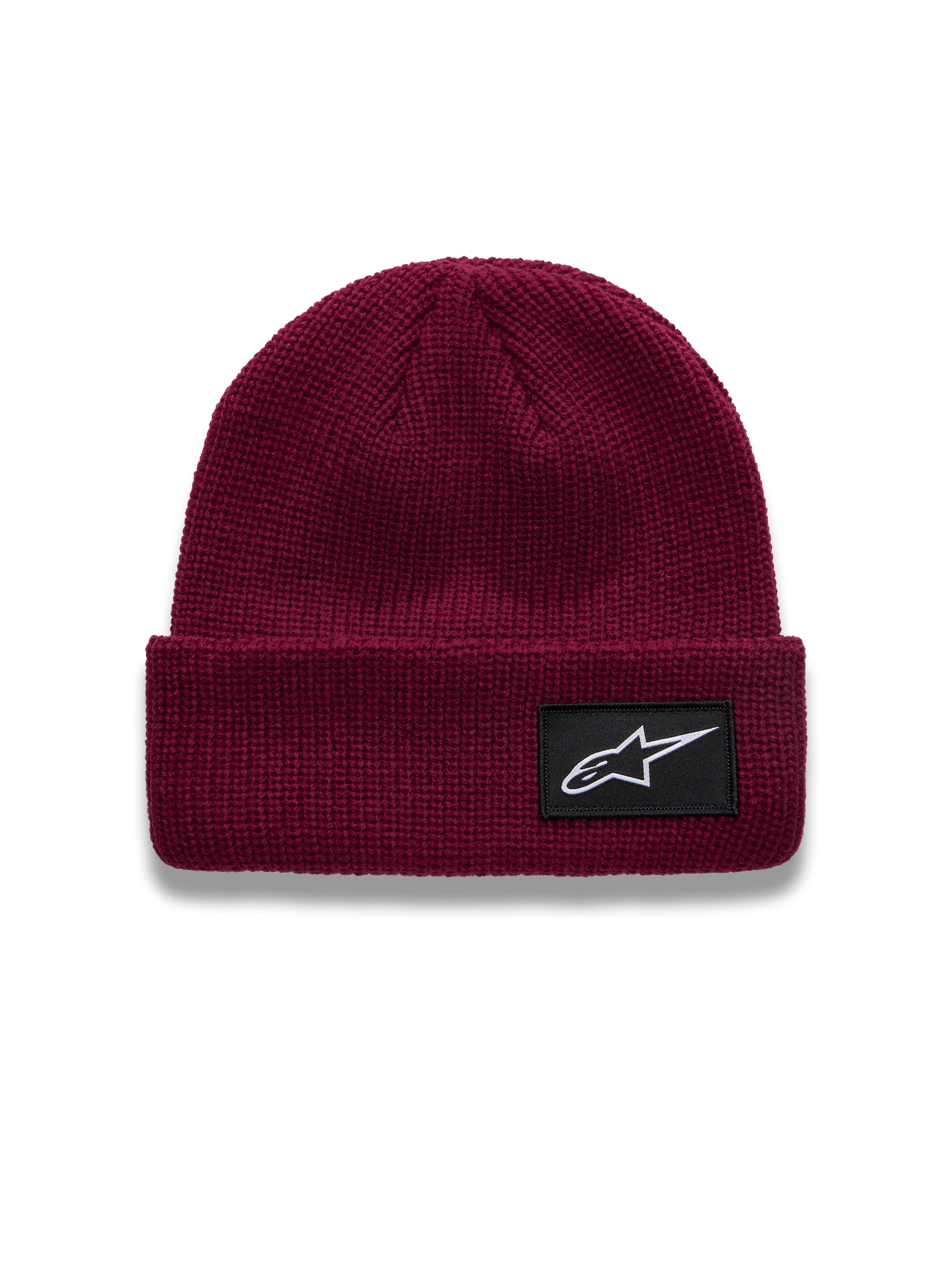 Alpinestars Unload Rib Cuff Berretto, berretto in maglia jersey bordeaux, patch logo Astars nera, stile casual motorsport