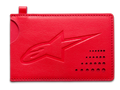 Portacarte di credito Alpinestars Ageless, rosso, portafoglio in pelle classica divisa, logo Astars impresso, intaglio curvo, dettaglio angolare traforato, accessorio sottile e minimalista