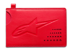Portacarte di credito Alpinestars Ageless, rosso, portafoglio in pelle classica divisa, logo Astars impresso, intaglio curvo, dettaglio angolare traforato, accessorio sottile e minimalista
