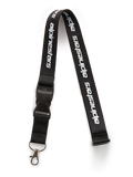 Alpinestars Linear Lanyard, nero e bianco, cinturino nero con logo Alpinestars stampato in bianco, con fibbia di sicurezza in plastica nera e gancio girevole in metallo, accessorio sportswear casual