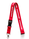 Lanyard Alpinestars Linear, rosso e bianco, con logo Alpinestars stampato, clip di sicurezza nera e gancio girevole in metallo staccabile, accessorio ispirato al motorsport