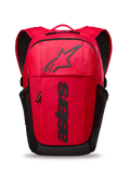 Alpinestars GFX Boss Backpack, zaino quotidiano rosso e nero, capacità 20L, con logo Astars in silicone nero in rilievo e branding verticale, tasche laterali in rete, spallacci imbottiti in rete d'aria, robusta struttura in poliestere 600D