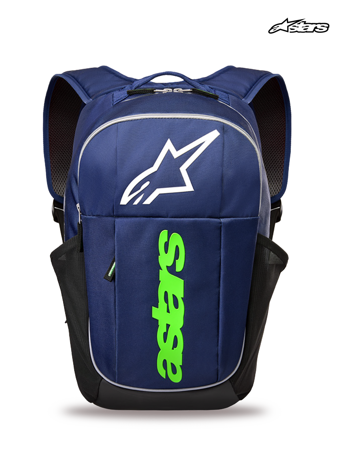Alpinestars Zaino GFX Boss, zaino sportswear, blu navy e verde, con capacità di 20L, struttura in poliestere 600D resistente e marchio grafico astars combo
