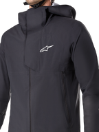 Alpinestars Giacca Impermeabile A-Dura Elite, giacca da ciclismo MTB, nero, con membrana impermeabile a 3 strati, cappuccio compatibile con il casco, tasche con cerniera e trama tecnica ripstop per percorsi in mountain bike