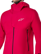 Alpinestars Giacca Impermeabile A-Dura Elite, giacca antipioggia MTB, Rosso Fluo, costruzione tecnica ripstop a 3 strati con cappuccio sopra il casco e patta antivento frontale, equipaggiamento da ciclismo ad alte prestazioni per trail riding in ogni condizione atmosferica