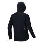 Alpinestars A-Dura Thermal Jacket, nera, vista posteriore, con cappuccio e maniche lunghe, piccolo logo Alpinestars bianco sulla parte inferiore della schiena, design isolante leggero per prestazioni in mountain bike