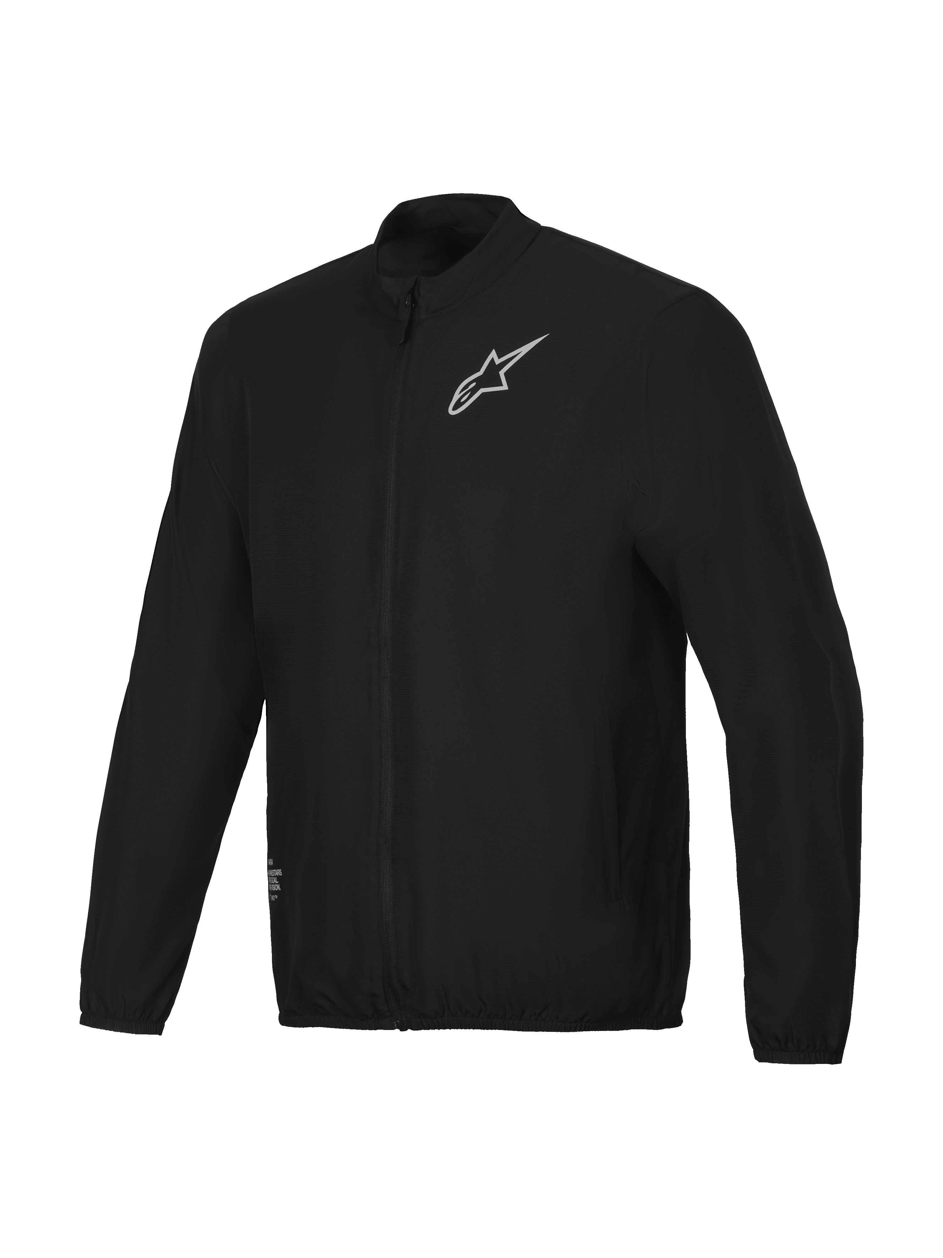 Alpinestars Giacca Frangivento A-Aria, giacca da mountain bike antivento leggera da uomo, nera, full-zip con collo alto e logo stampato