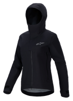 Alpinestars giacca Stella A-Dura Elite impermeabile, giacca mountain bike da donna, nera, design con cappuccio e patta protettiva, zip frontale, tasche con zip, polsini regolabili con velcro, tessuto tecnico impermeabile con logo argento sul petto