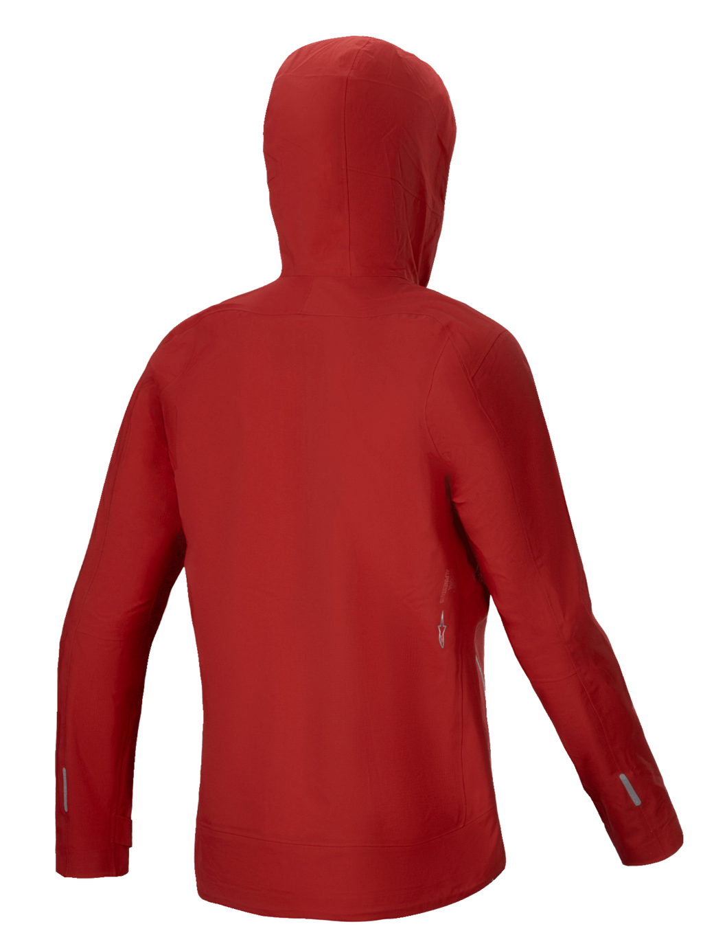 Alpinestars Stella A-Dura Elite Giacca Impermeabile, giacca antipioggia da mountain bike da donna, rosso fluo, vista posteriore con cappuccio compatibile con il casco e struttura in membrana 3L stretch ripstop