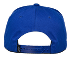 Cappello Alpinestars Los Angeles, vista posteriore, twill di cotone blu, chiusura snapback blu regolabile, piccola etichetta nera con logo Ageless bianco, copricapo casual sportivo