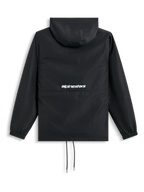 Alpinestars Giacca Frangivento Speeder Chromium, giacca a vento nera con cappuccio, polsini elastici, orlo con cordino e logo con scritta bianca sul retro