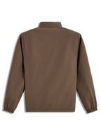 Alpinestars Overhaul Racer Giacca, giacca sportswear leggera marrone, vista posteriore con colletto e cappuccio riponibile.