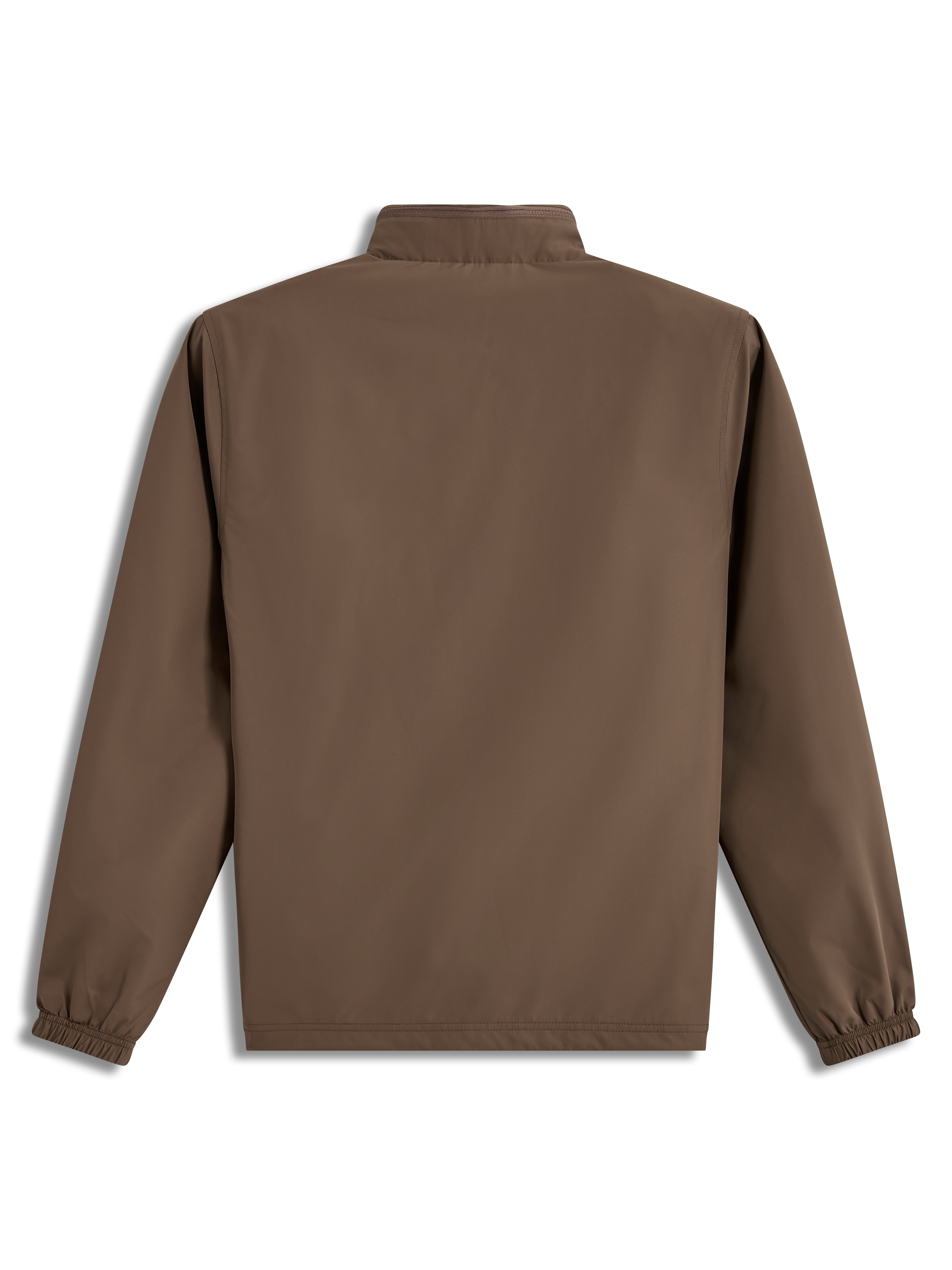 Alpinestars Overhaul Racer Giacca, giacca sportswear leggera marrone, vista posteriore con colletto e cappuccio riponibile.