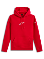 Felpa con cappuccio Frontal Alpinestars, felpa stile pullover, rosso, logo Alpinestars Astar bianco sul petto e marchio sulla manica, tasca a marsupio frontale, streetwear casual ispirato al motorsport