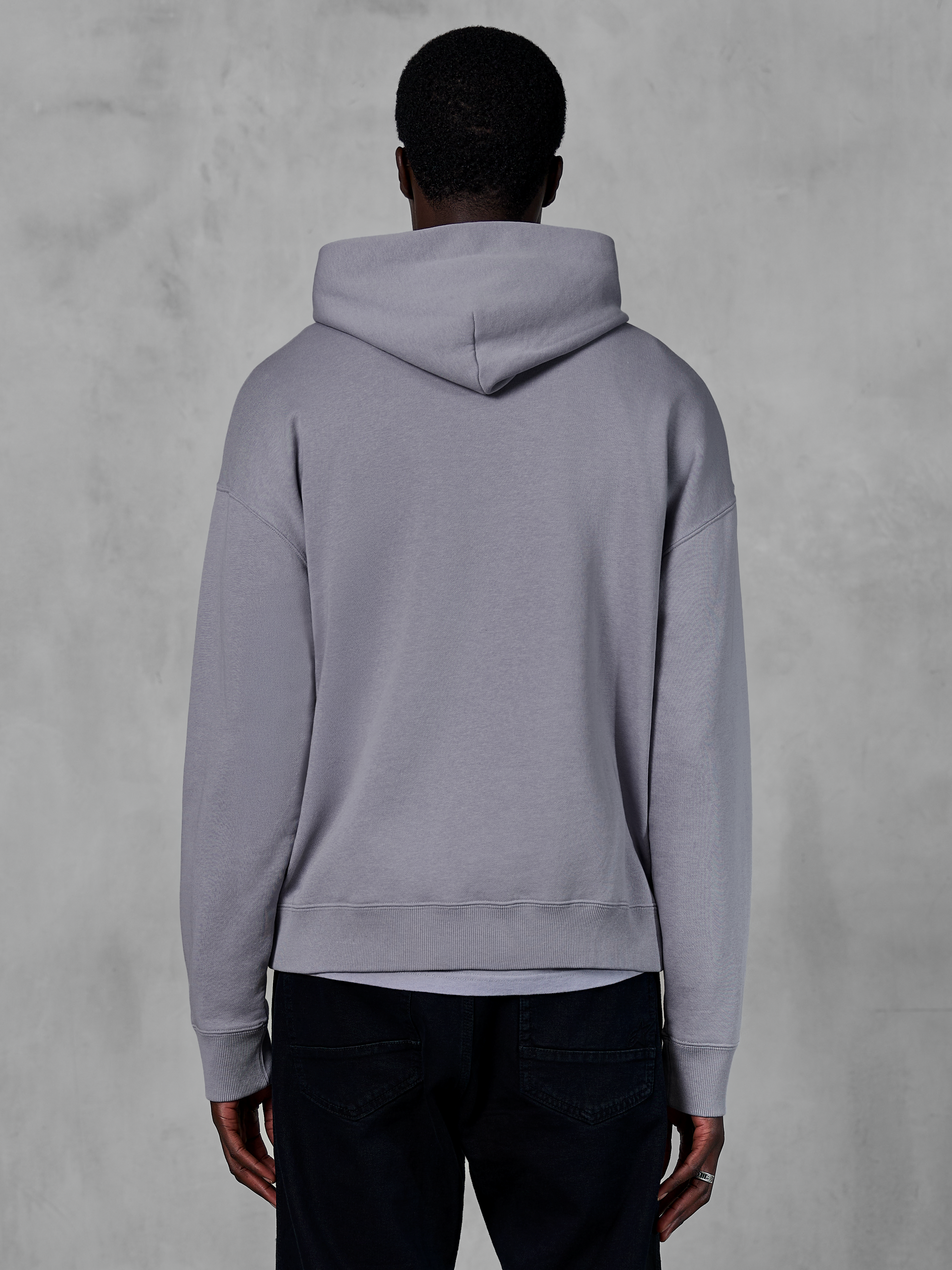 Alpinestars Essentials Ageless Hoodie, pile grigio argento, vista posteriore, design pullover minimalista con cappuccio e polsini a coste, streetwear casual ispirato al mondo del motorsport