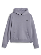 Felpa con cappuccio Alpinestars Essentials Ageless, streetwear casual, pile silver con lavaggio stone-wash, piccolo logo Astars nero sul petto, tasca a marsupio frontale, design pullover con cappuccio