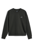 Alpinestars Essentials Ageless Crew, felpa girocollo, Off Black, piccolo logo A-star bianco sul petto, colletto, polsini e orlo a costine, streetwear casual in pile premium