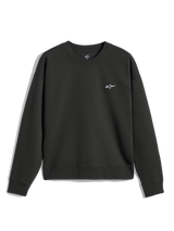 Alpinestars Essentials Ageless Crew, felpa girocollo, Off Black, piccolo logo A-star bianco sul petto, colletto, polsini e orlo a costine, streetwear casual in pile premium