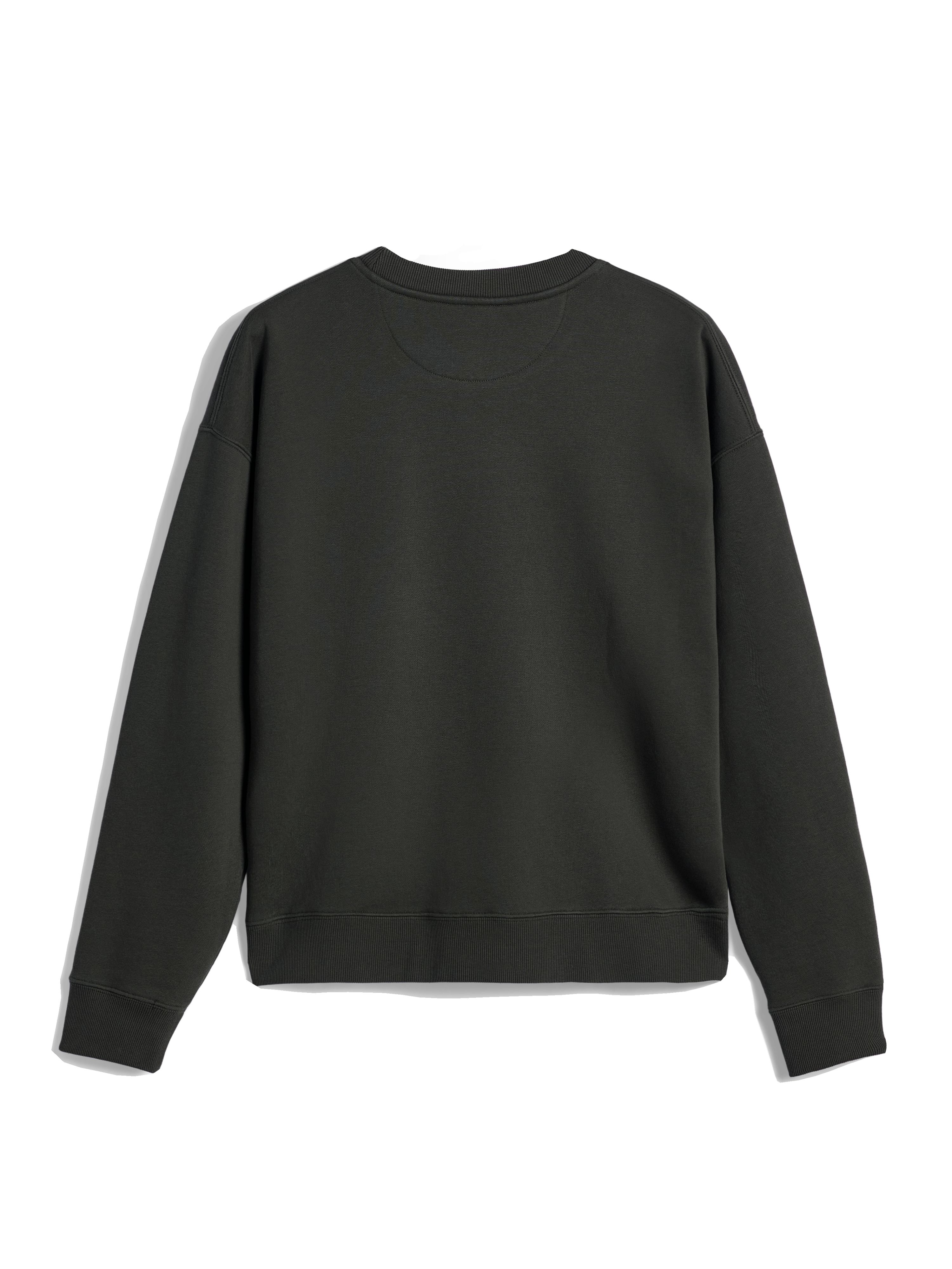 Alpinestars Essentials Ageless Crew, felpa girocollo, Off Black, vista posteriore con colletto, polsini e orlo a costine, pile compatto premium, abbigliamento casual streetwear