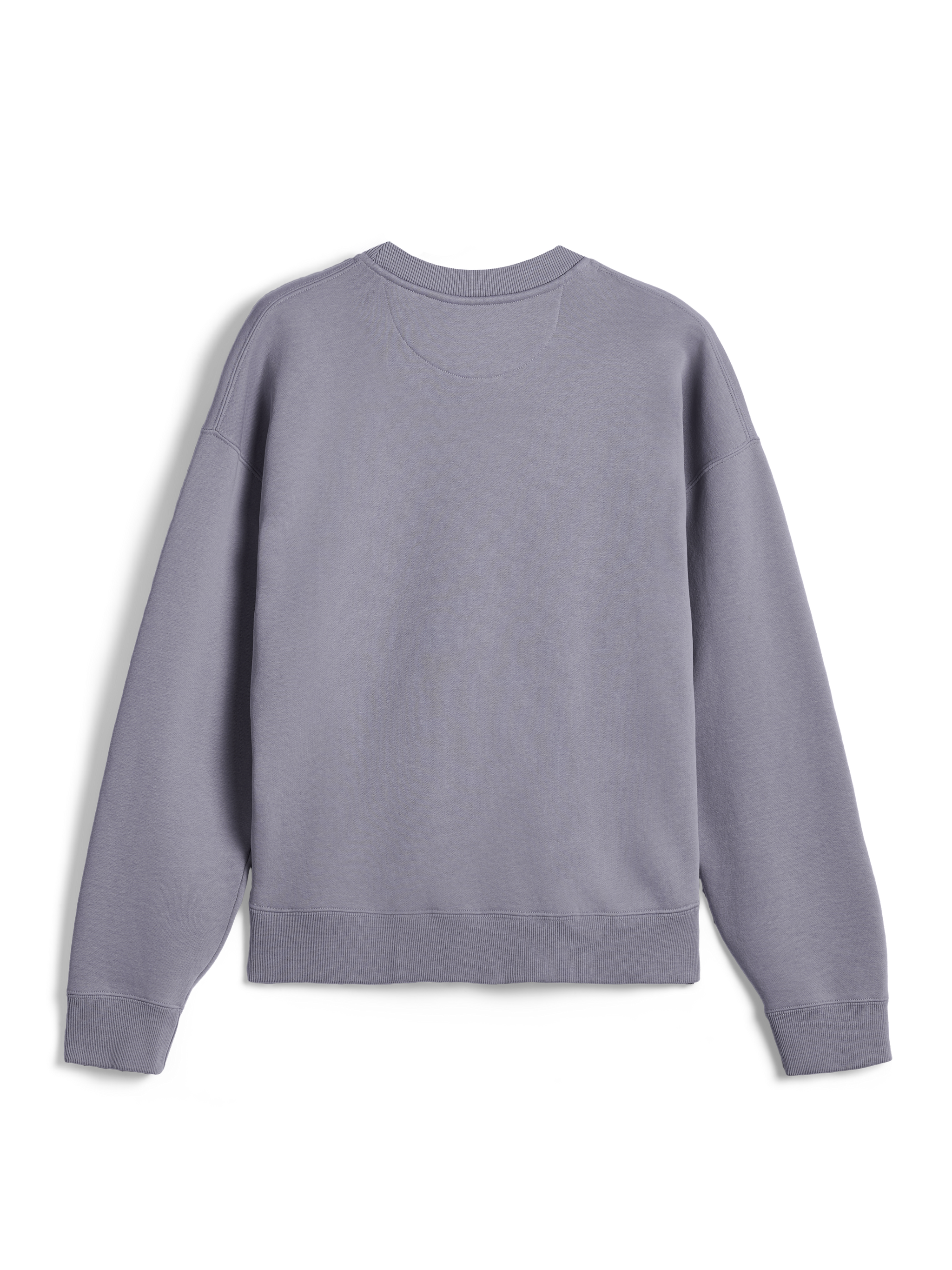 Alpinestars Essentials Ageless Crew, vista posteriore, felpa girocollo color argento, pile compatto premium, colletto, polsini e orlo a costine, abbigliamento sportivo casual per il tempo libero