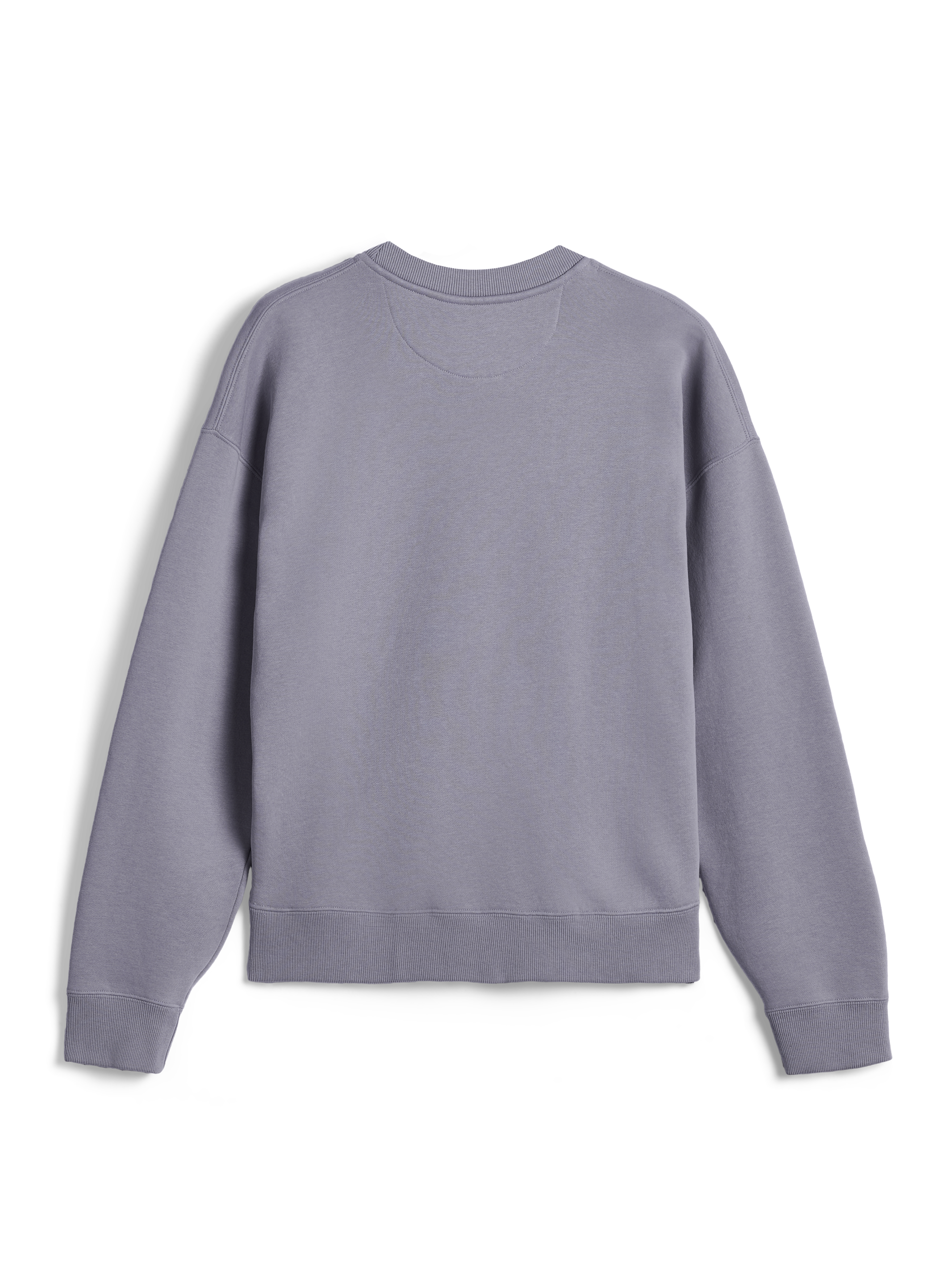 Alpinestars Essentials Ageless Crew, vista posteriore, felpa girocollo color argento, pile compatto premium, colletto, polsini e orlo a costine, abbigliamento sportivo casual per il tempo libero