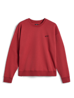 Alpinestars Essentials Ageless Crew, felpa girocollo in rosso Brick, con un piccolo logo Alpinestars nero sul petto, collo, polsini e orlo a costine, pile casual premium