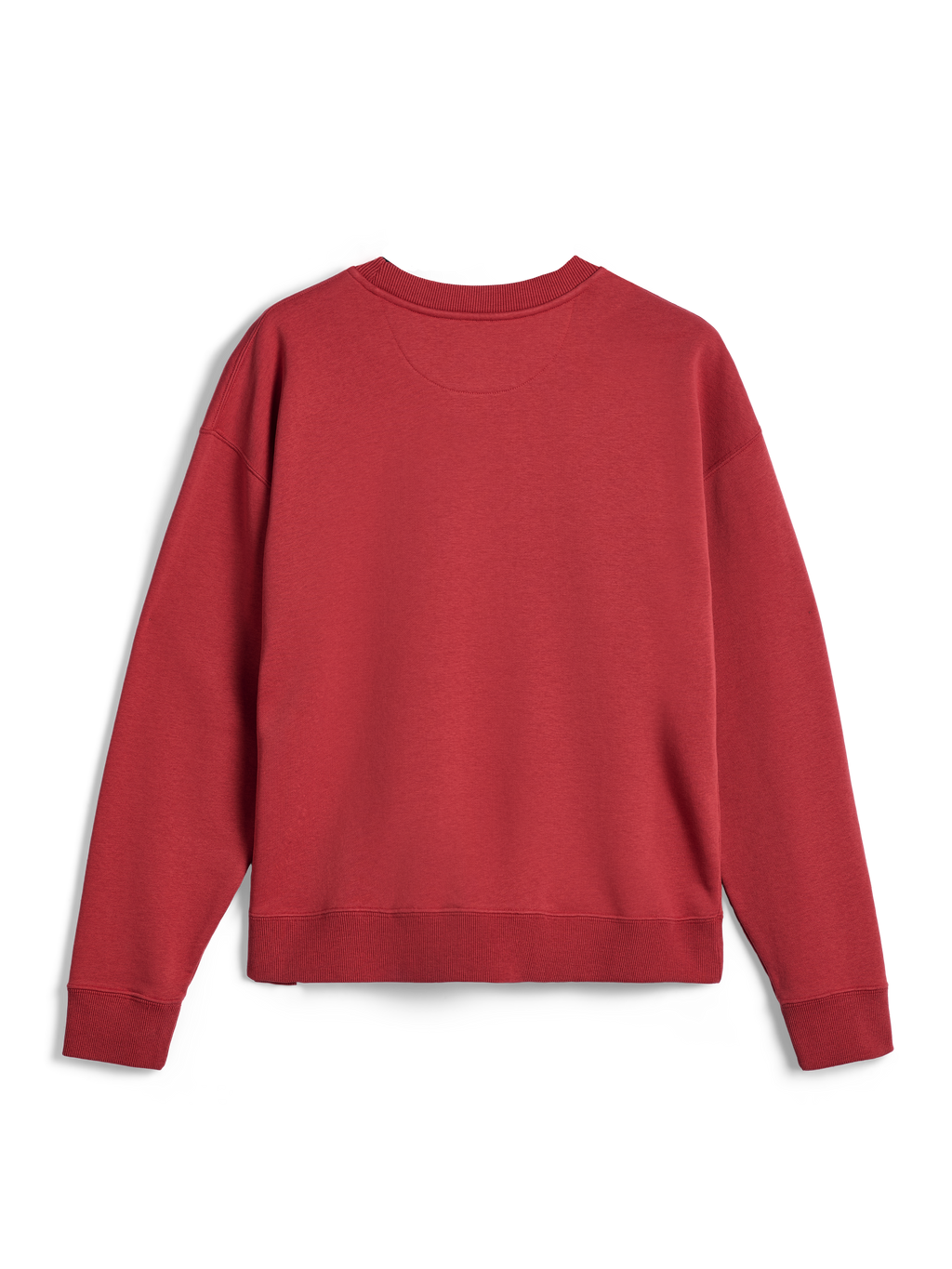 Alpinestars Essentials Ageless Crew, felpa girocollo, rosso mattone, vista posteriore con polsini e orlo a coste, pile compatto premium per il comfort dello sportswear casual