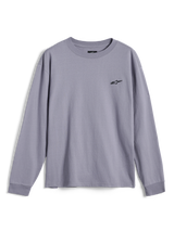Alpinestars Essentials Ageless LS Tee, t-shirt a maniche lunghe, colore silver, caratterizzata da un piccolo logo Alpinestars nero sul petto, vestibilità rilassata, streetwear casual ispirato al motorsport