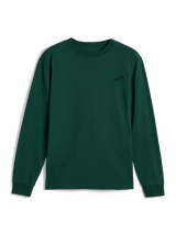Alpinestars Essentials Ageless LS Tee, t-shirt a maniche lunghe, verde pino, piccolo logo nero ricamato sul petto a sinistra, streetwear casual ispirato al motorsport