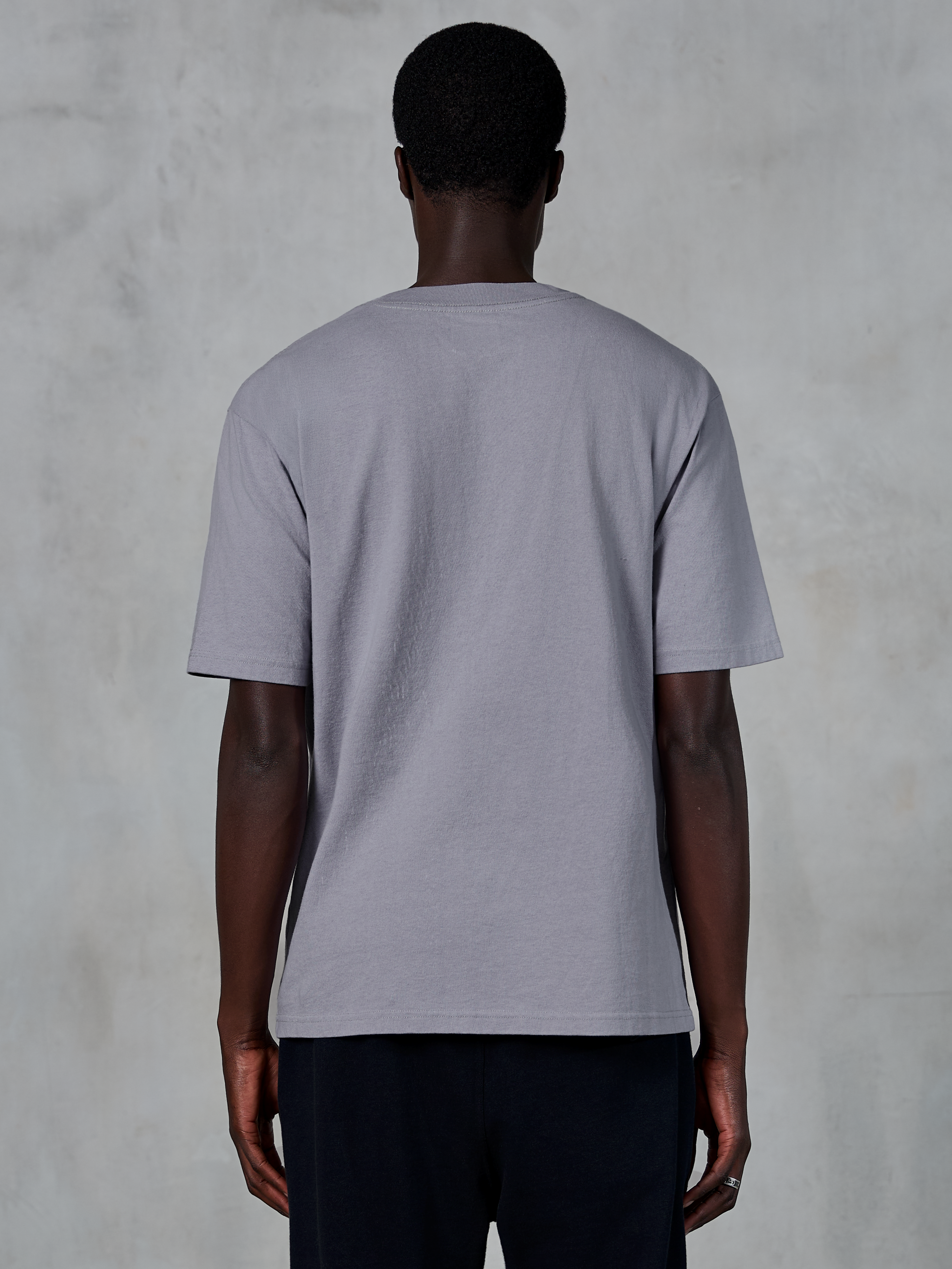 Alpinestars Essentials Ageless SS Tee, t-shirt a maniche corte, silver, vista posteriore su modello, vestibilità contemporanea rilassata, streetwear casual in cotone organico
