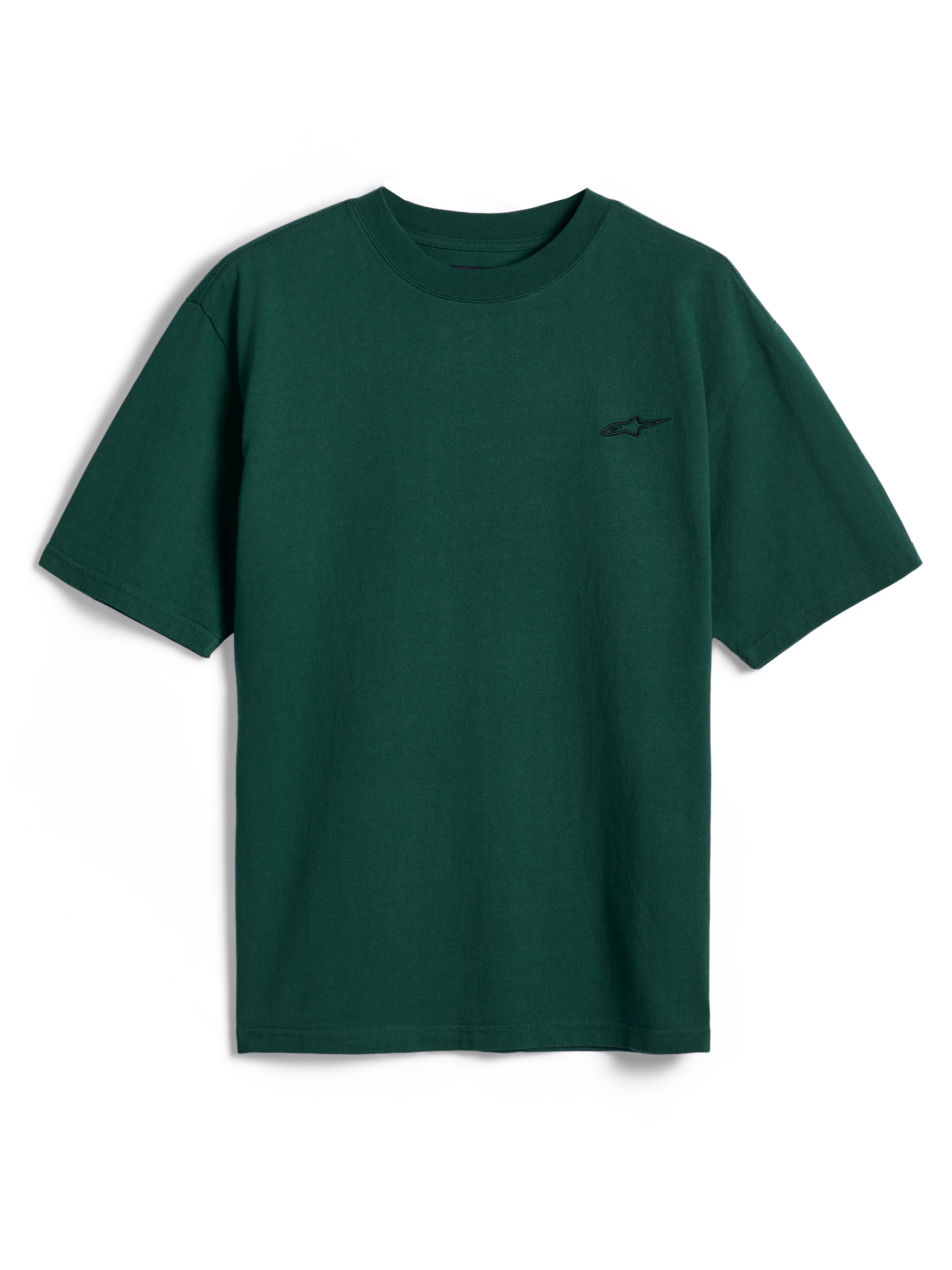 Alpinestars Essentials Ageless SS Tee, t-shirt a maniche corte, verde pino, con un piccolo logo Alpinestars sul petto, streetwear casual ispirato al motorsport