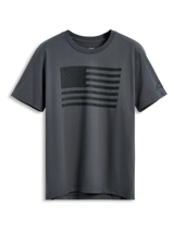 Alpinestars Waving CSF Tee, t-shirt a maniche corte, grigio antracite, grafica frontale con bandiera nera ondulata, streetwear casual ispirato al motorsport