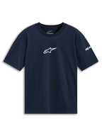 Alpinestars Frontal CSF Tee, maglietta a maniche corte, blu navy, logo a stella bianco al centro del petto, abbigliamento sportivo sostenibile ad alte prestazioni