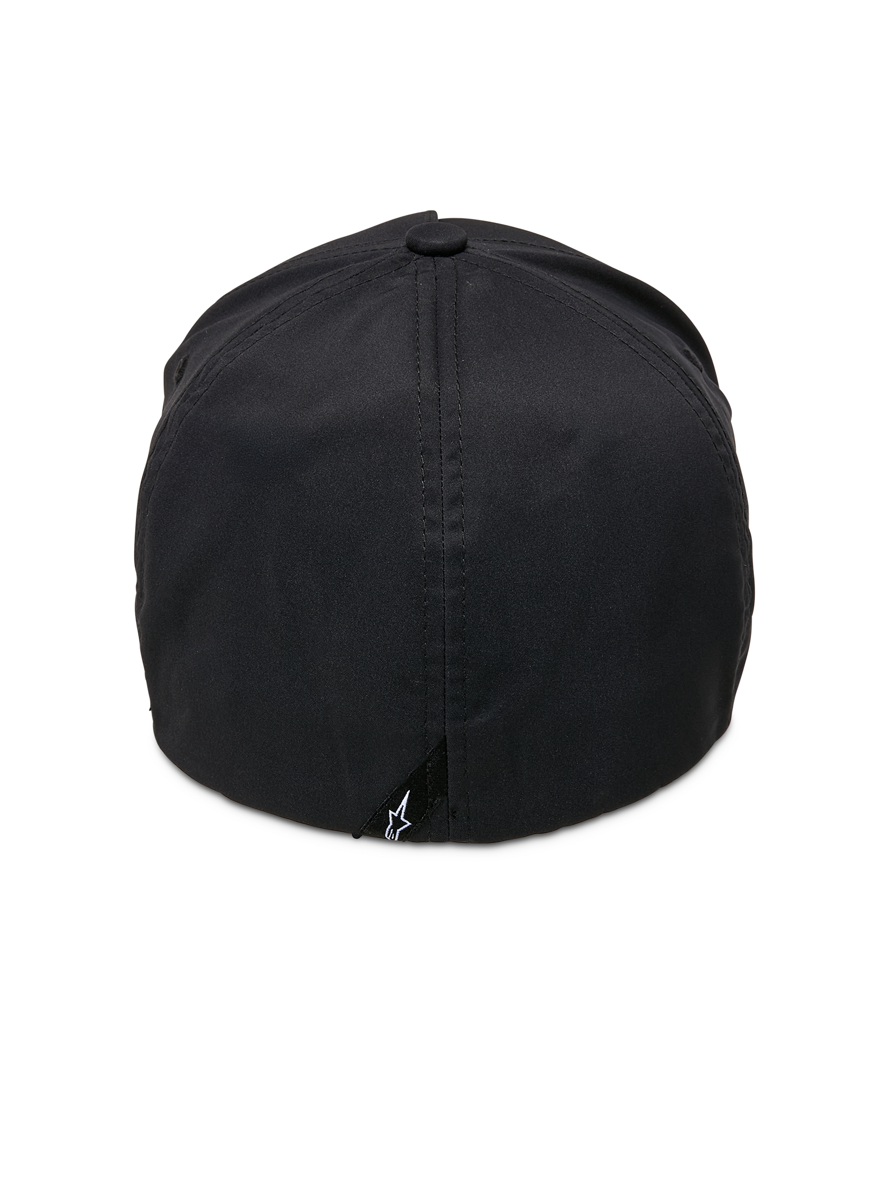 Cappello Alpinestars Ageless Reflex Waterproof, nero, vista posteriore, con costruzione flex-back, tessuto tecnico impermeabile e piccola etichetta nera con logo Astars bianco alla base.