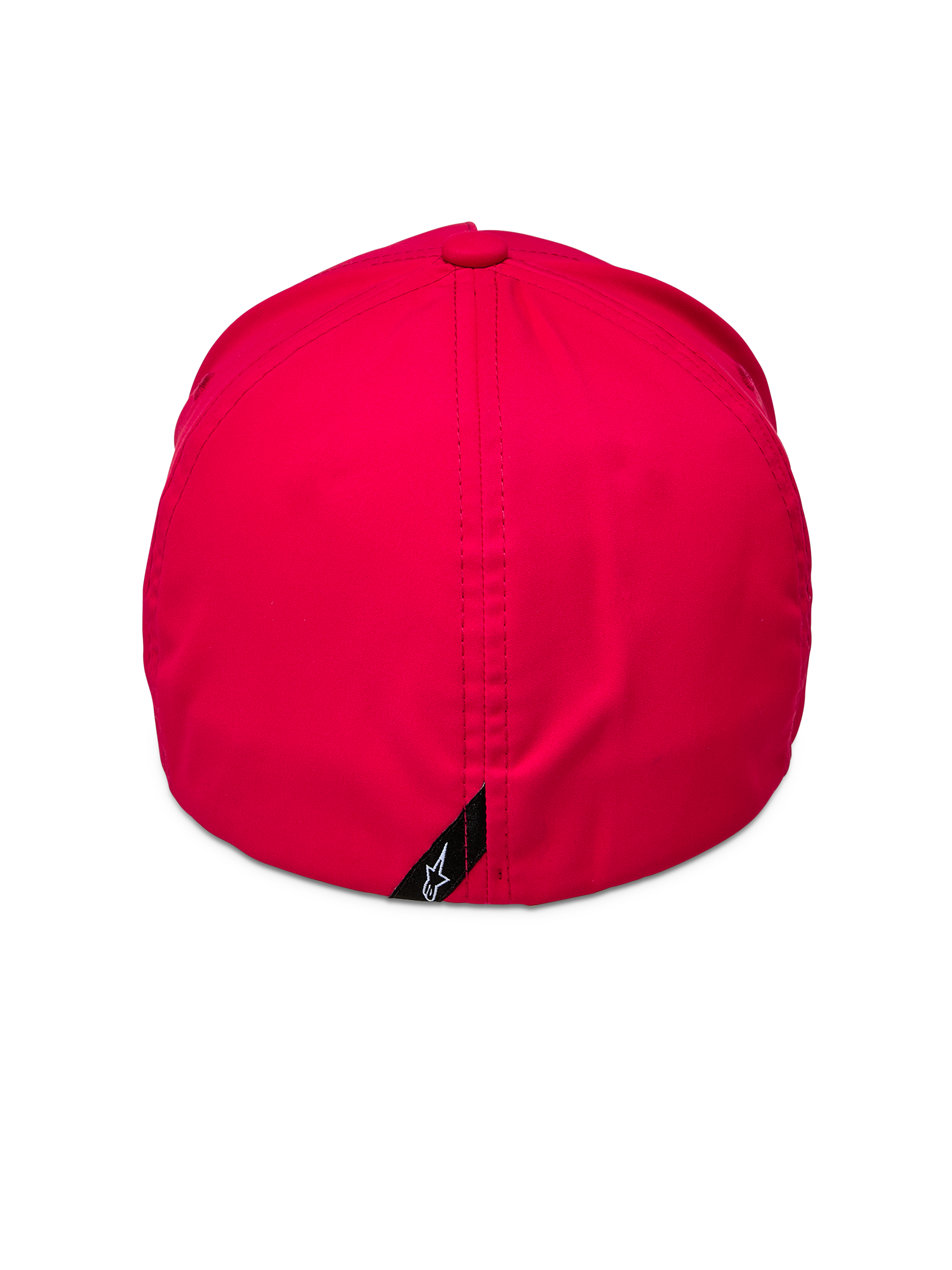 Alpinestars Ageless Reflex Waterproof Hat, rosso, vista posteriore con design chiuso flex fit, cucitura verticale e piccola etichetta nera con logo Astars bianco, tessuto tecnico impermeabile