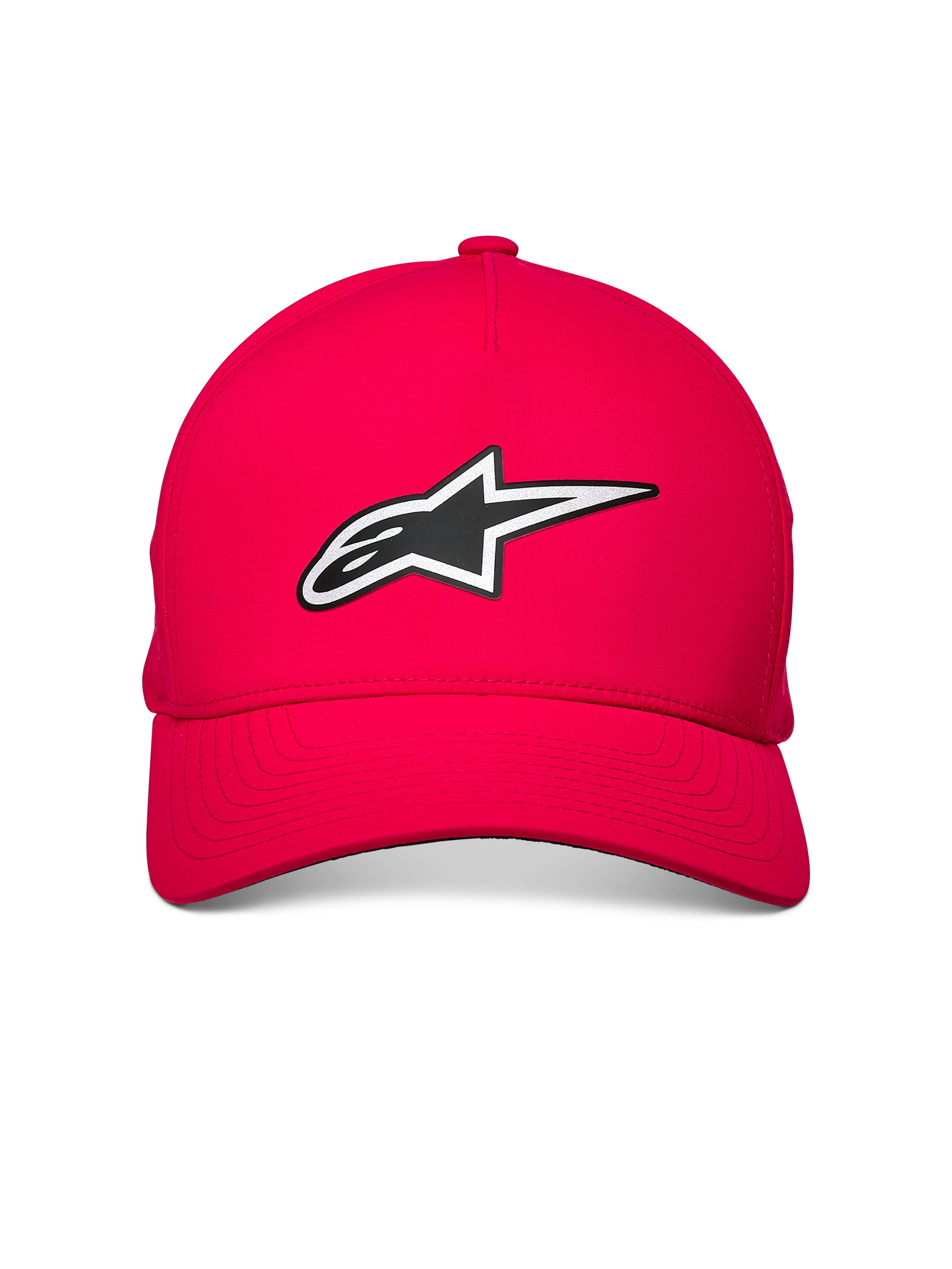 Alpinestars Ageless Reflex Waterproof Hat, rosso, con logo Astars riflettente frontale, visiera curva e corona strutturata, tessuto tecnico impermeabile per uno stile casual da motorsport